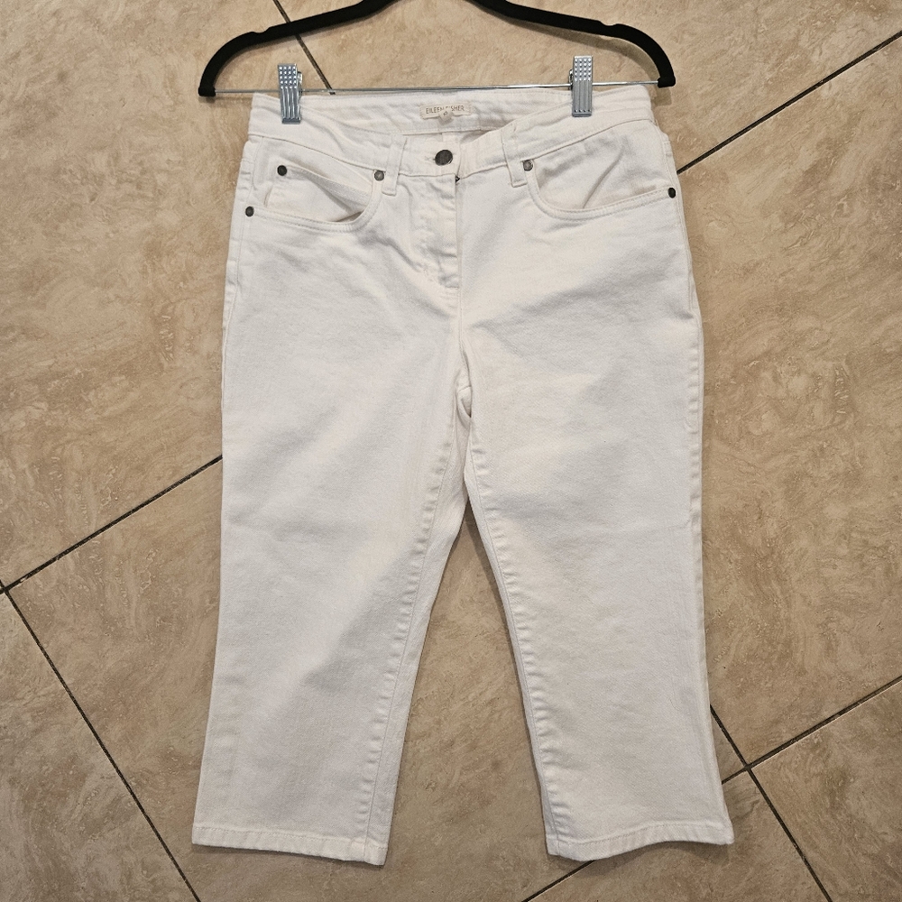 Eileen Fisher women's XS Extra Small white Jean Capris pants -- 30 ish waist ??